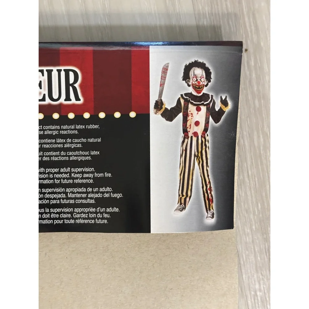 Slasher Clown Costume Child X-Large 14-16 Halloween Scary Creepy Evil Payaso